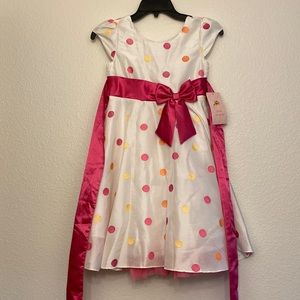 NWT Jona Michelle, white, pink and orange dress, girls size 7